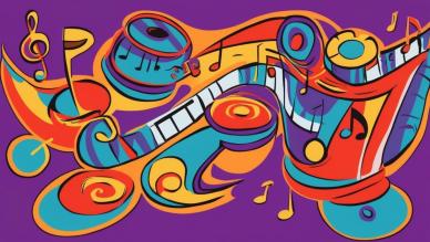 notes de musiques et instruments abstraits