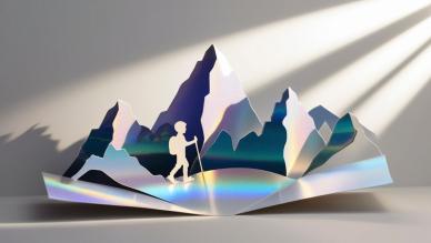 découpage papier brillant avec un garçon et une montagne