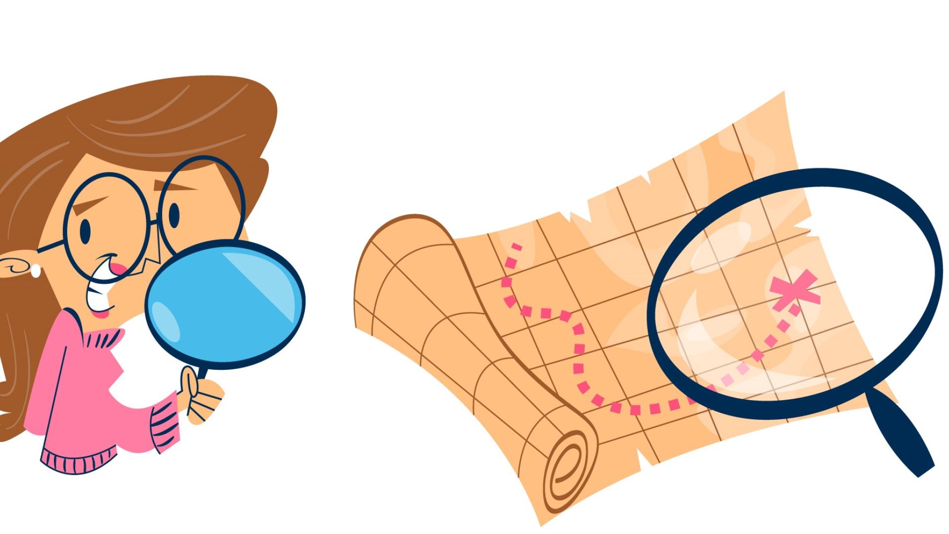detective et carte au trésor