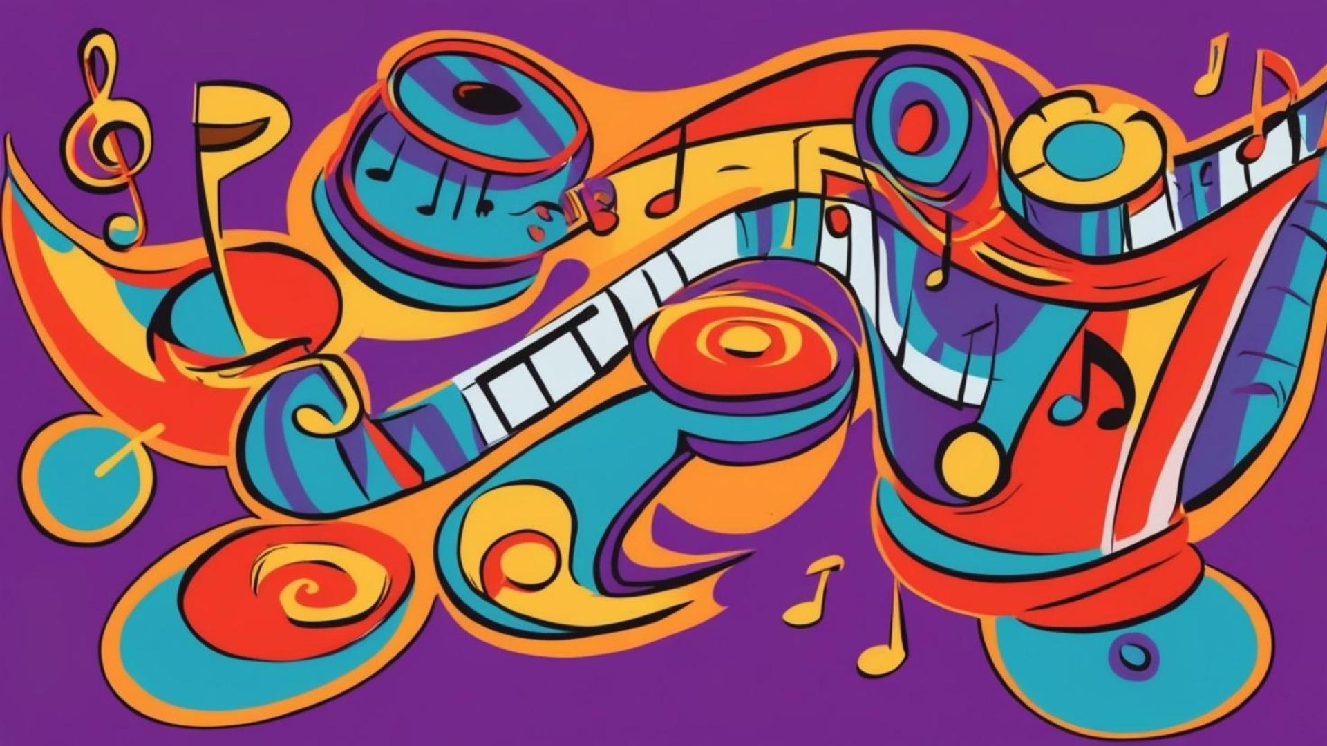 notes de musiques et instruments abstraits